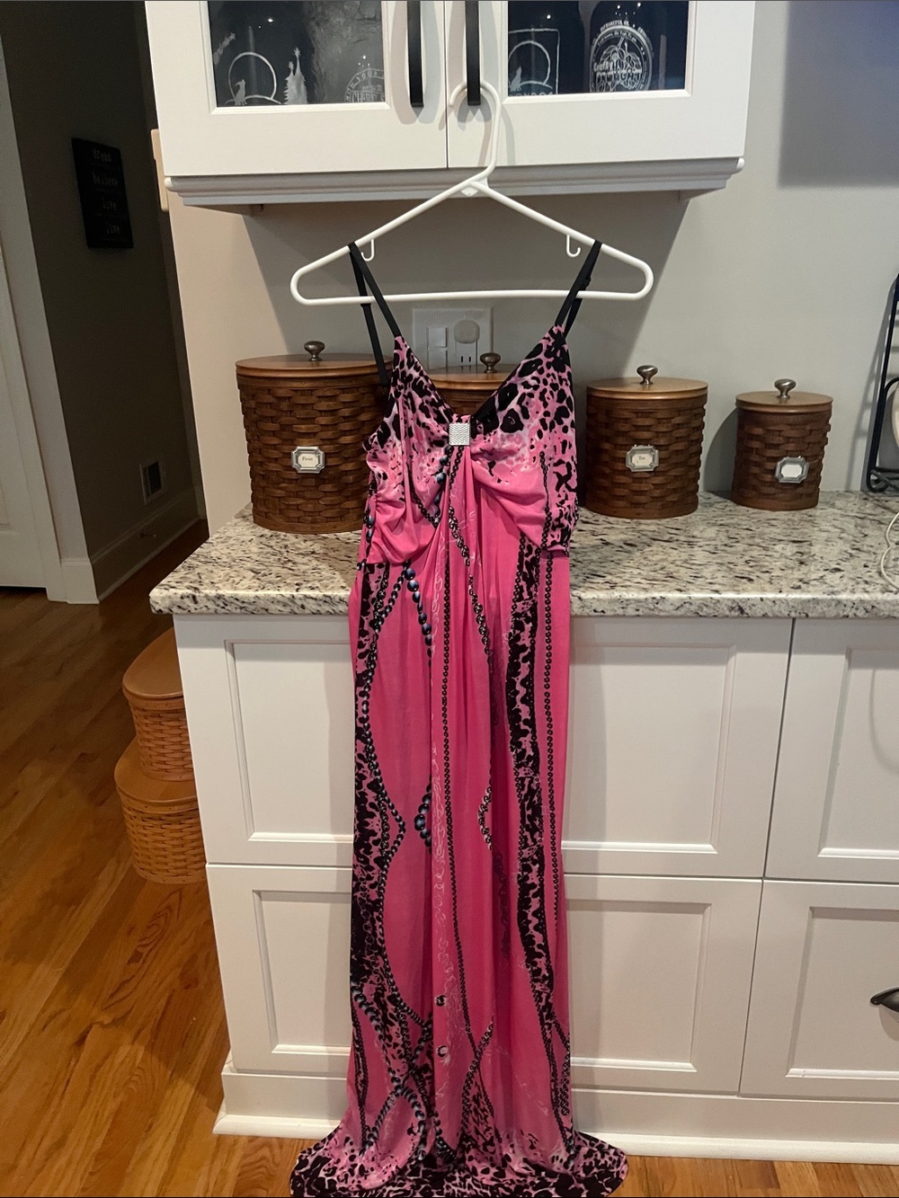 Magic Pink and Black Leopard-Print Maxi Slip Dress